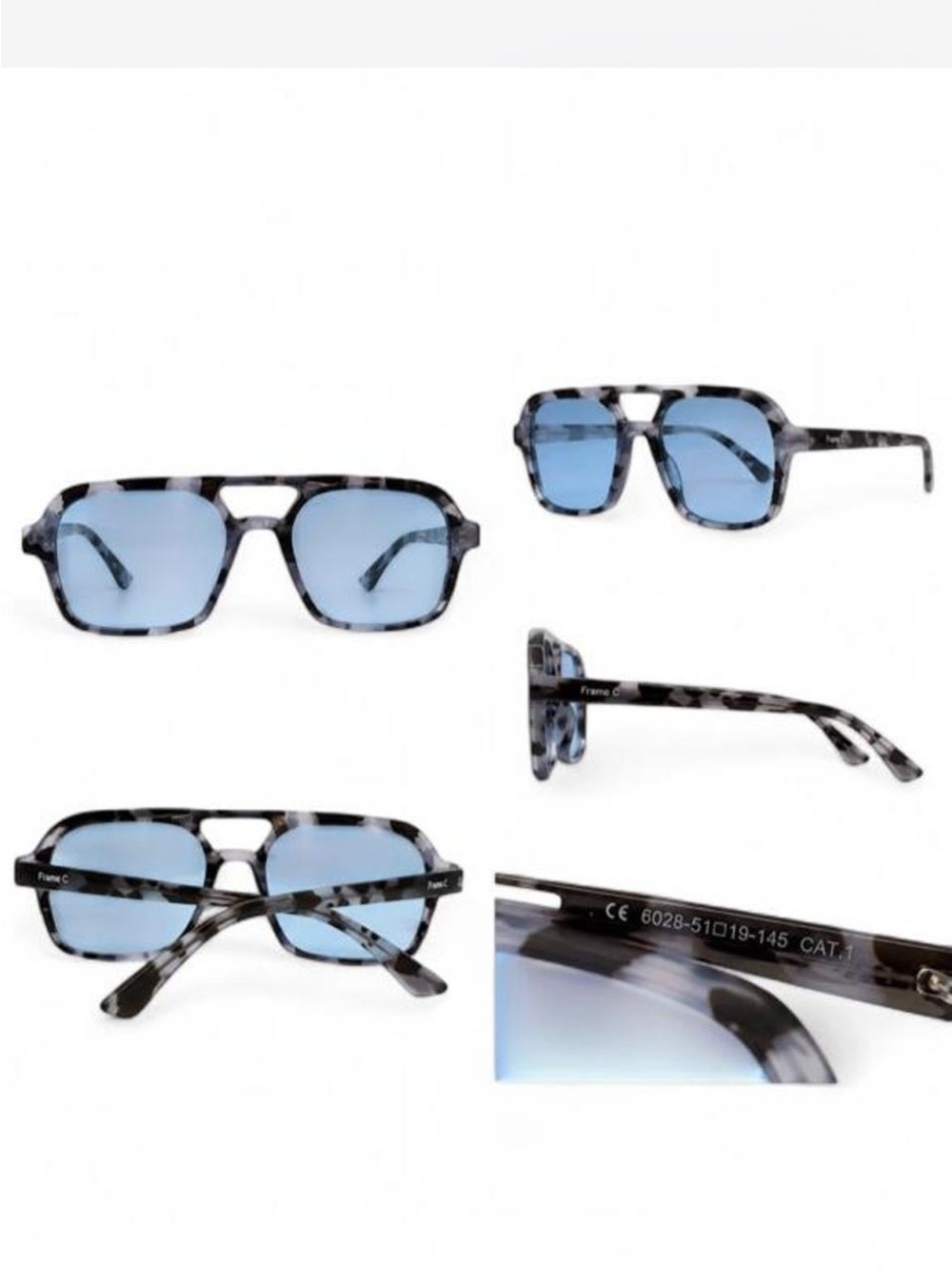 Blue Lens Tortoise Square Sunglasses Frame C Aviator
